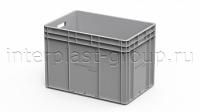 Евроконтейнер открытые ручки/усиленное дно (серый), 600x400x420 мм